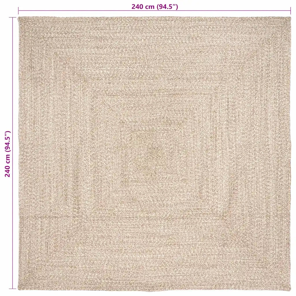 Tappeti per area | Tappeti a zone Naturale e Bianco 240 x 240 cm Juta