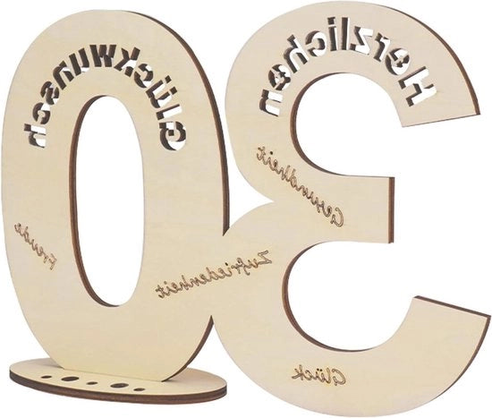 Diario dei ospiti con doni in denaro - 30 idee per regali - Tavolo in legno per il 30° compleanno e il giubileo