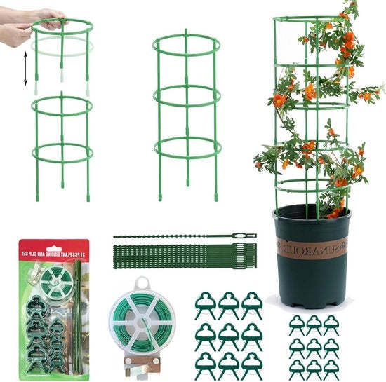 Supporto per piante in altezza regolabile da 24 pezzi per zucchine
Set di 31 pezzi grande L e M per pomodori, zucchine, rose e altro - piante giardino
