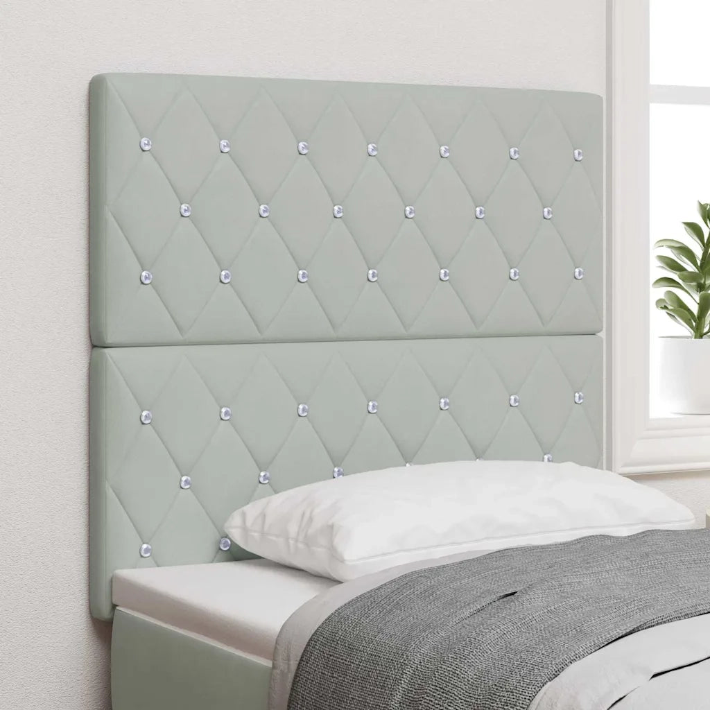Testiera LED con testiera-Testata con LED-Testiera Decorativa Grigio chiaro 100 cm Poliestere 376745