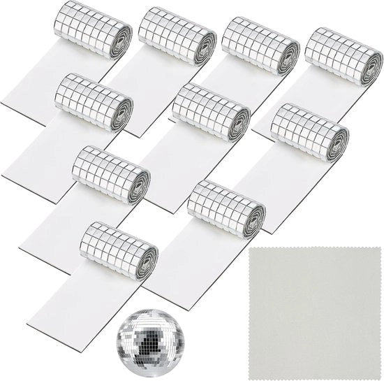 Mini Specchi Quadrati Autoadesivi per Mosaico 5mm - Kit Decorativo per Hobby - Incluso Asciugamano di Pulizia - Etichette Accessori in Argento