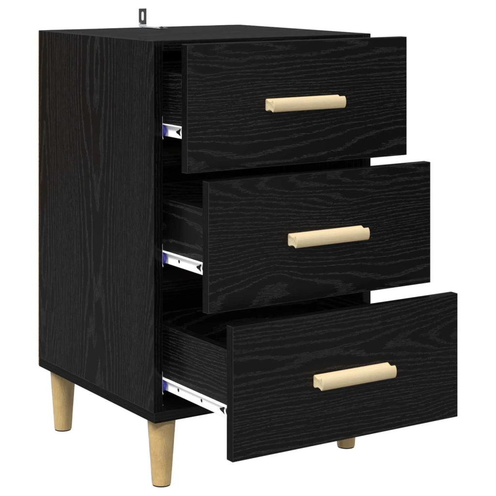 Comodino | Armadio da Notte | Mobiletto da notte Rovere Nero 40 x 40 x 66 cm Legno multistrato