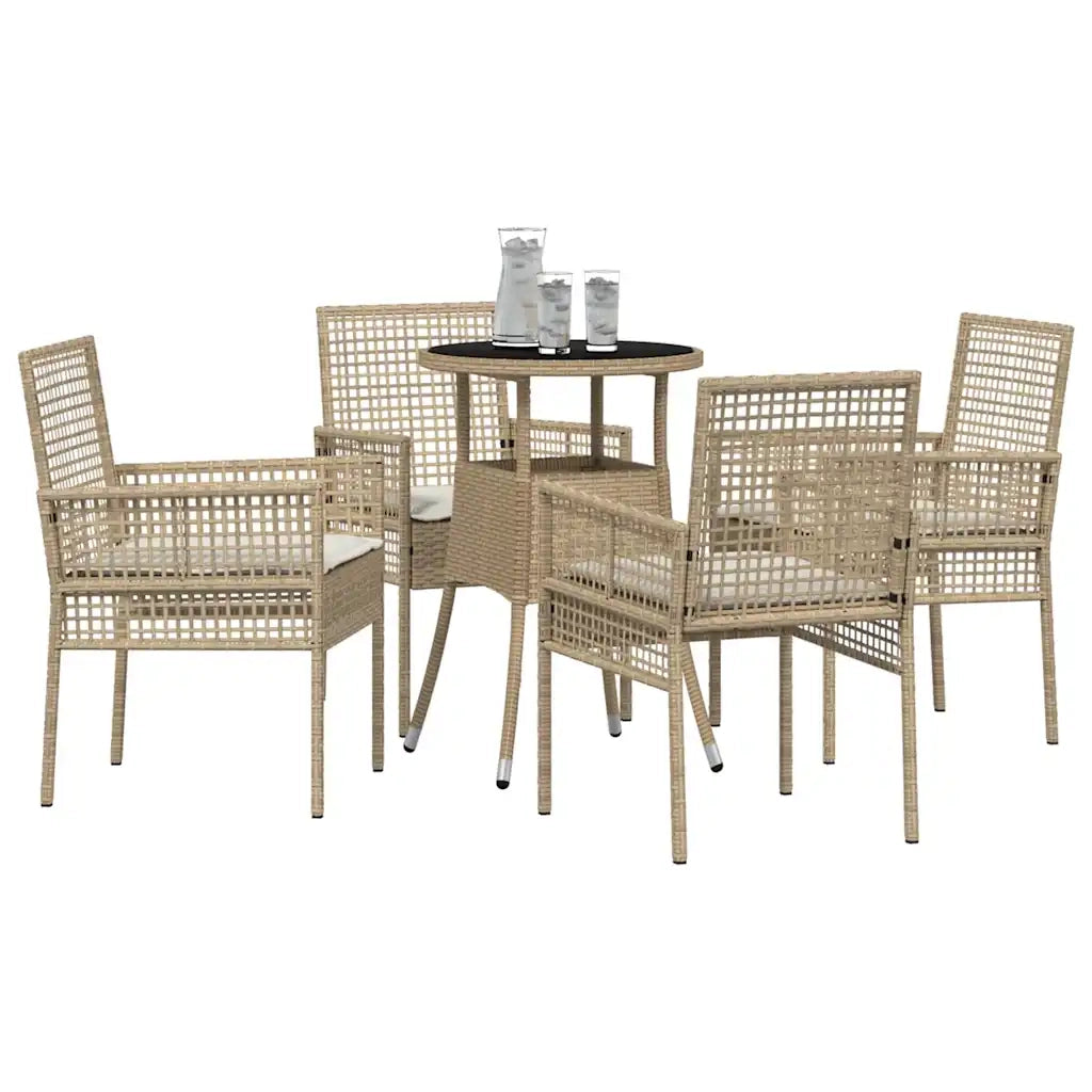 Set da Pranzo per Giardino 5 pcs Beige polyrattan 3334950