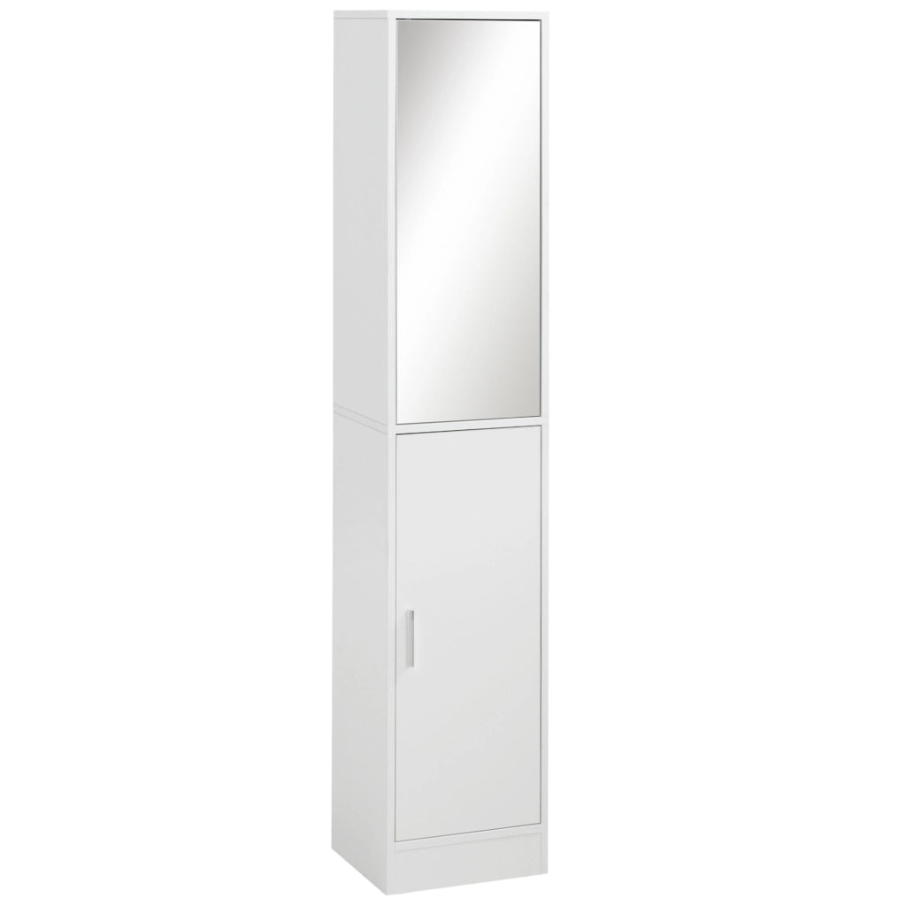 Armadio Bagno Alto con Specchio e Ripiani Regolabili ¨C Zephmum ¨C 32x28x162 cm Bianco