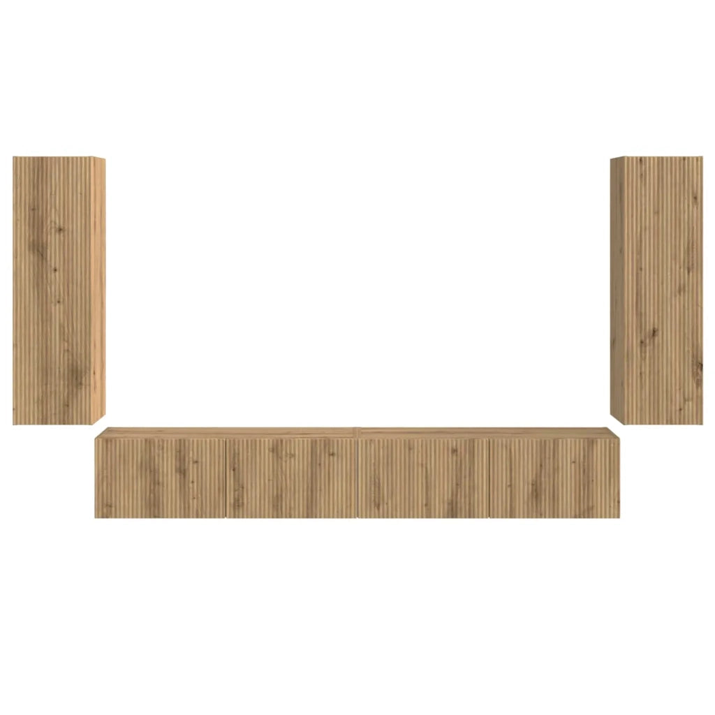Set di Mobiletto da TV a Parete 4 pcs Rovere artigianale 3408933