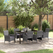 Set da Pranzo da Giardino 7 Pezzi Grigio Rattan Sintetico