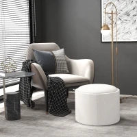 Pouf in Lino con Spazio di Archiviazione, Coperchio Ribaltabile, 56 cm x 56 cm x 42 cm, Crema e Naturale