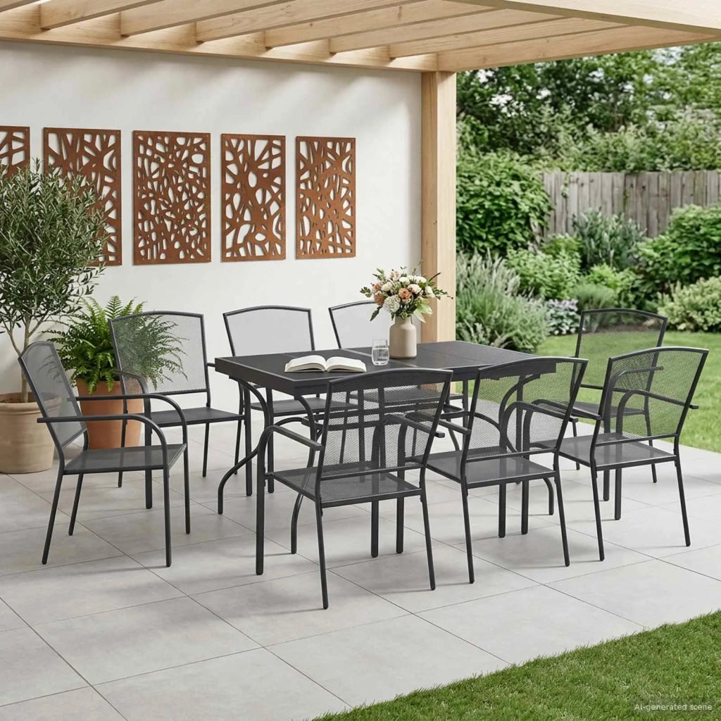 Set da Pranzo per Giardino 9 pcs Antracite 212 x 90 x 76 cm