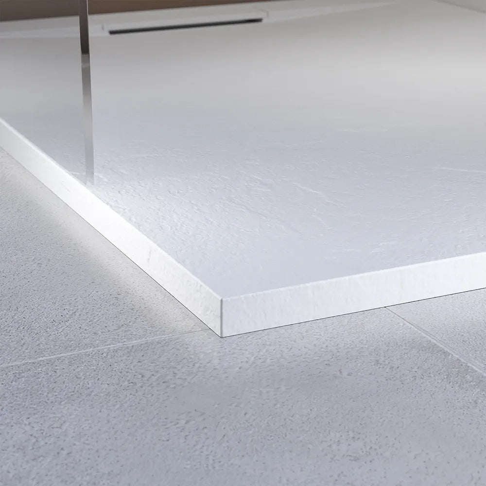 Piatto doccia 80x100 cm in marmoresina bianco effetto pietra | Paros