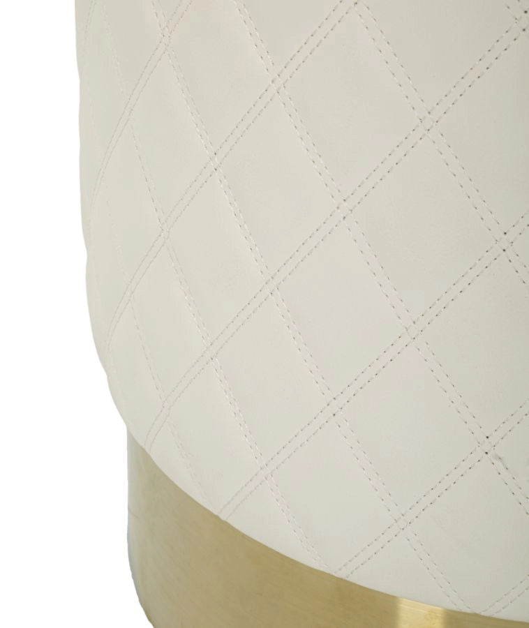 Puff Rotondo Sharon Ø36x39 cm in Pino e MDF e Metallo e Plastica