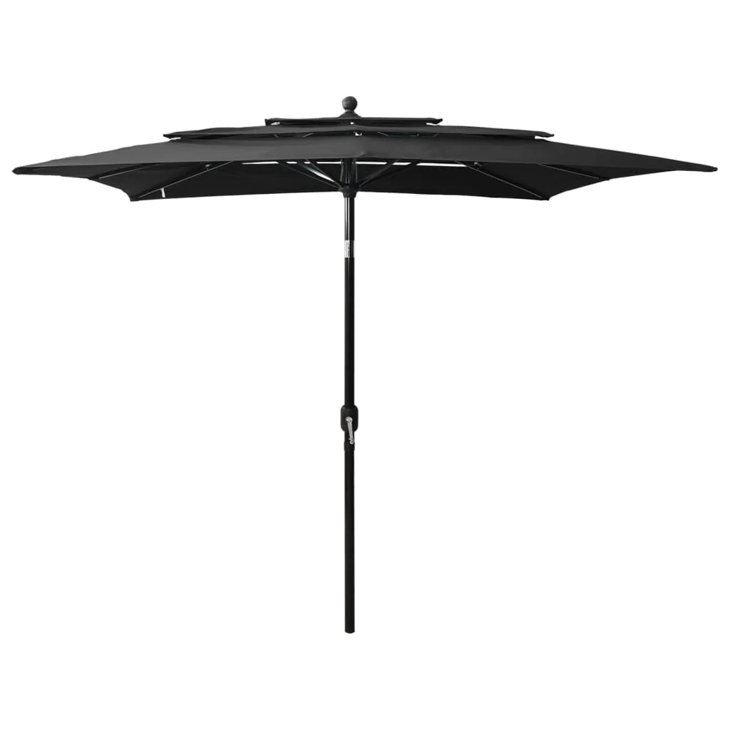 Ombrellone a tre livelli con palo in alluminio 2,5 x 2,5 m nero 02_0008757