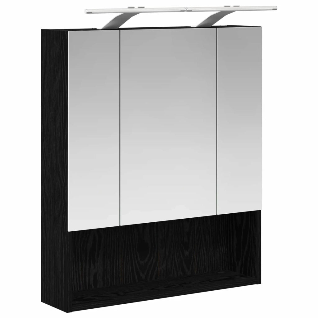 Mobiletto per specchio da bagno Rovere Nero 60 x 14.5 x 70 cm 889192