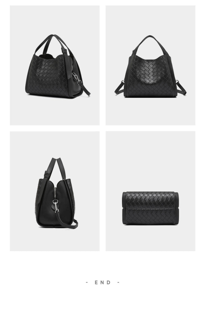Borsa a tracolla casual da donna in pelle di vacchetta nera