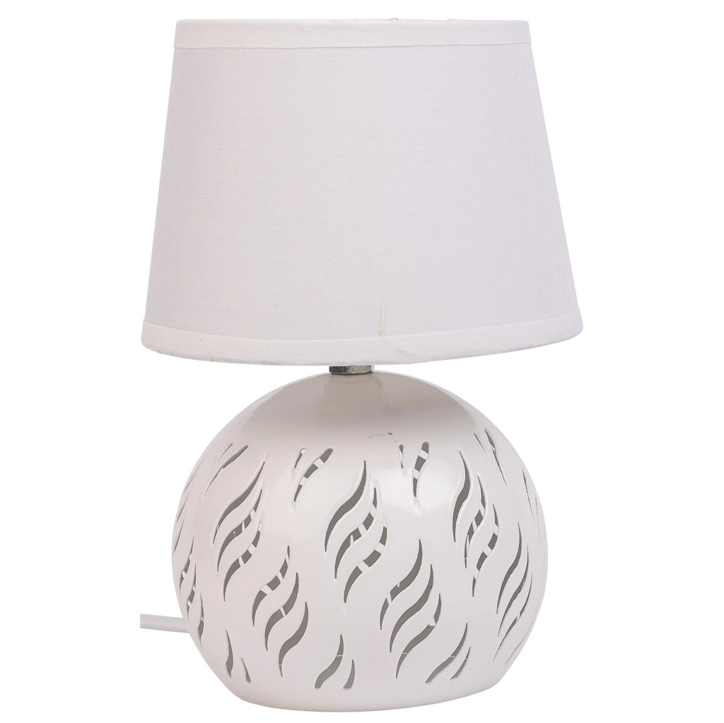 Lampada da tavolo in metallo bianco 14x14x21h