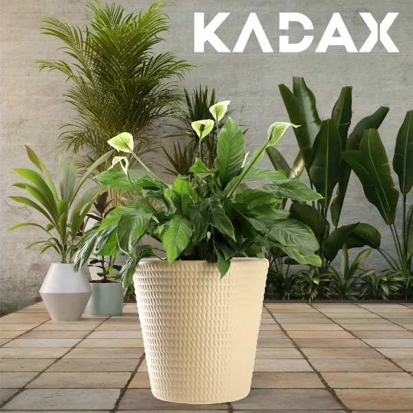 Vaso da fiori KADAX in plastica, rotondo, 40 cm, beige
