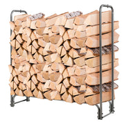 Porta legna 122,5 x 35,5 x 122,5 cm robusto e impermeabile accogliente sera ferro nero 20_0020929