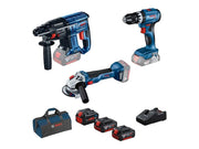 Kit 3 utensili Brushless Bosch 18V con 3 batterie 5Ah batteria 5.5Ah e borsa