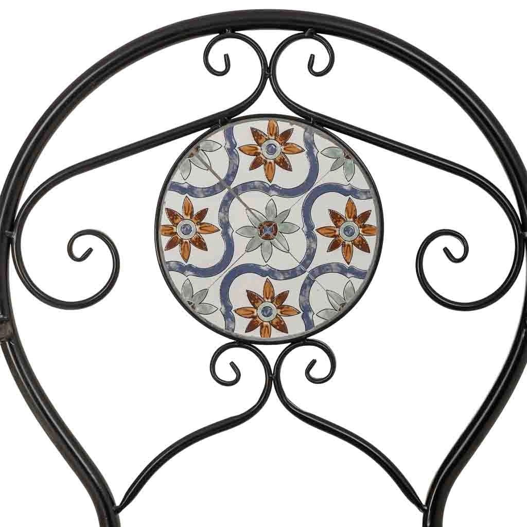 Poltrona in mosaico Arancione e ferro battuto, 58x54x88h cm