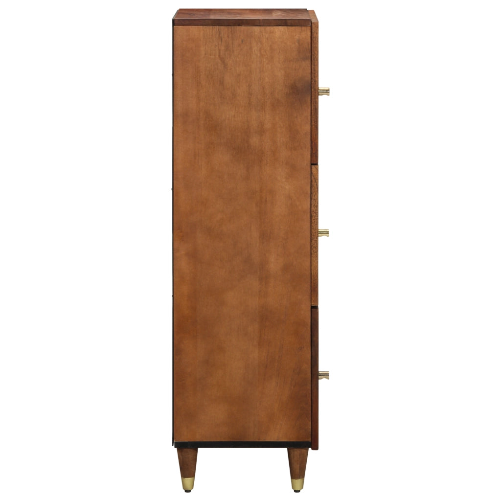 Credenza alta Miele con accenti oro Legno massello di mango
