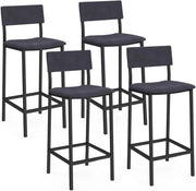 Set di 4 sgabelli da bar AUBIN con schienale, sedia da cucina in velluto grigio antracite