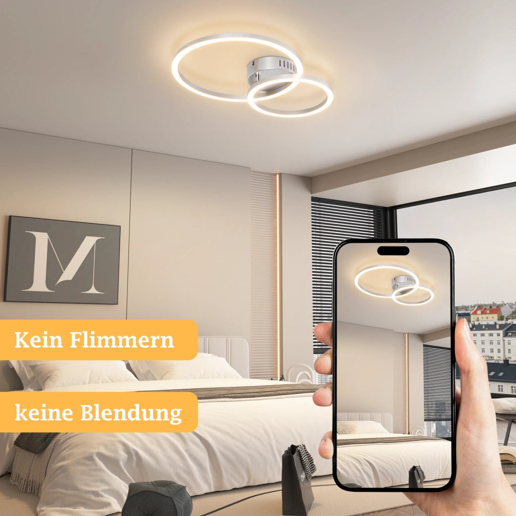 ZMH Lampada da Soffitto LED 23W Argento Luce Calda Moderna per Soggiorno Camera da Letto Corridoio