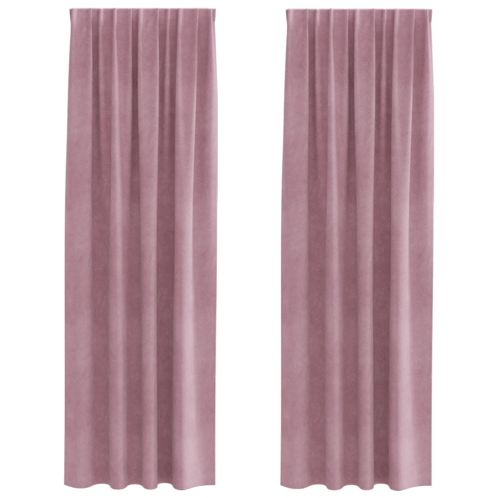 Tende Blackout  con nastri a nastro 2 pz in velluto rosa scuro