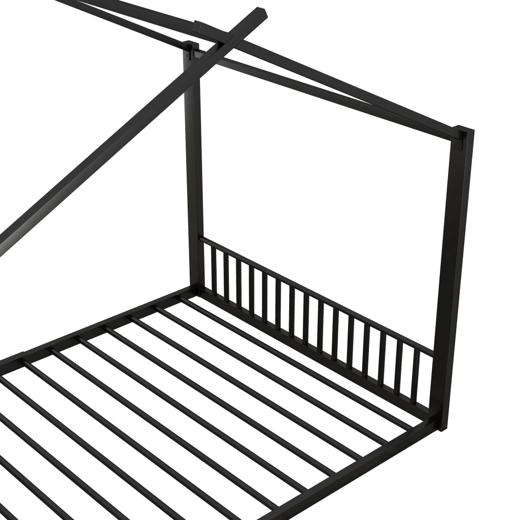 Letto per bambini a casa 140x200 cm in metallo nero