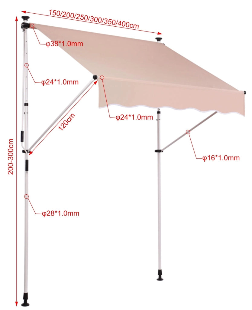 Tenda da sole Westerly con morsetto 350x120 cm,Beige