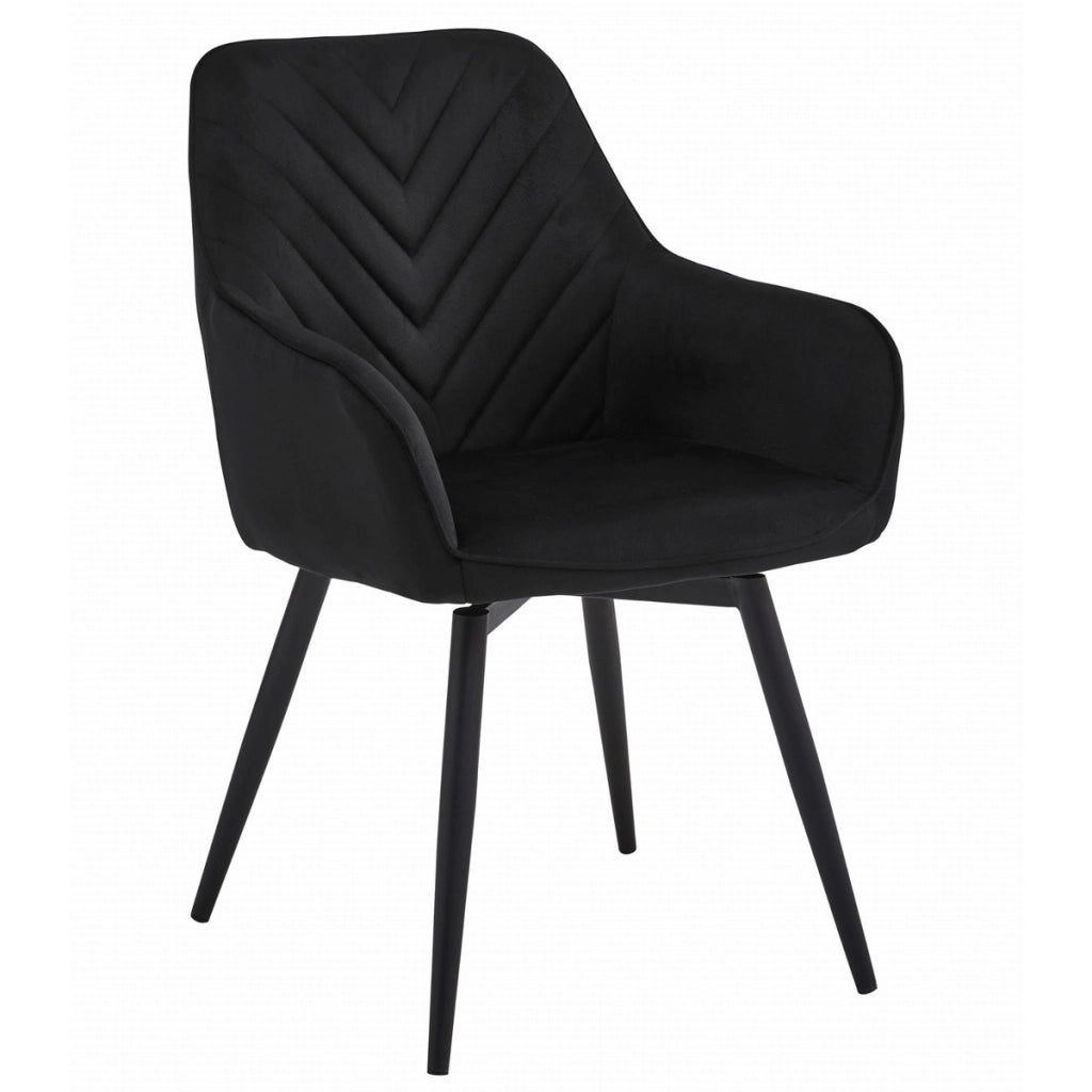 Sedia girevole Nana360 in velluto nero con gambe in metallo