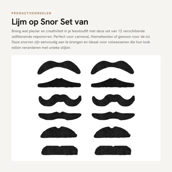 Set di 12 Nepsnorri Autoadesivi - Costumi e Accessori per Carnaval - 6 Stili diversi - Accessori per travestimento