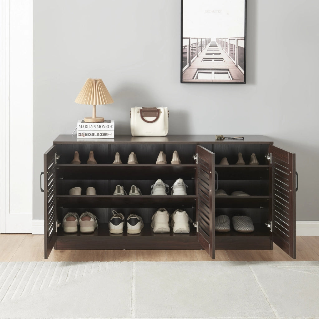 Armadio Scarpiera Løten con Ante a Persiana 62 x 125 x 36 cm Wengè [en.casa]