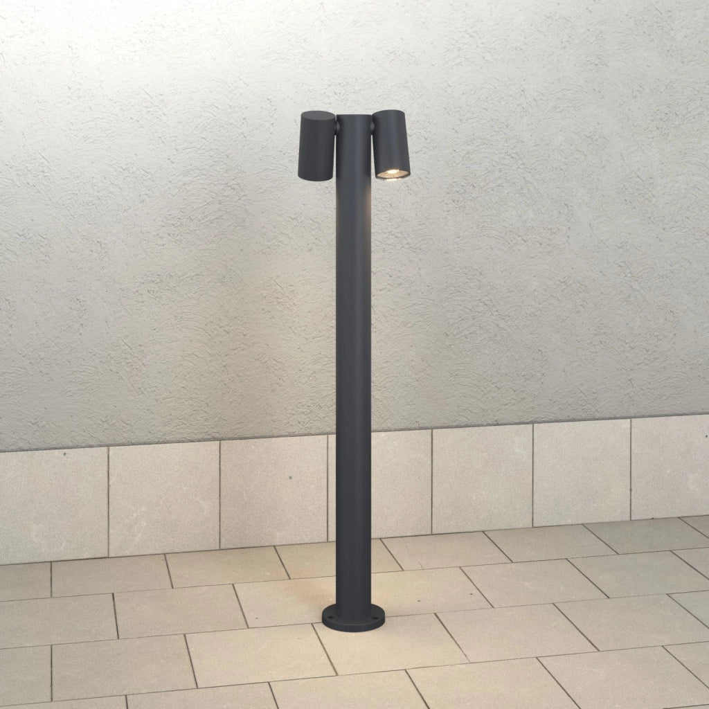 OSLO PALO 80CM 2 LUCI GRIGIO ANTRACITE IP65 NON INCLUSE