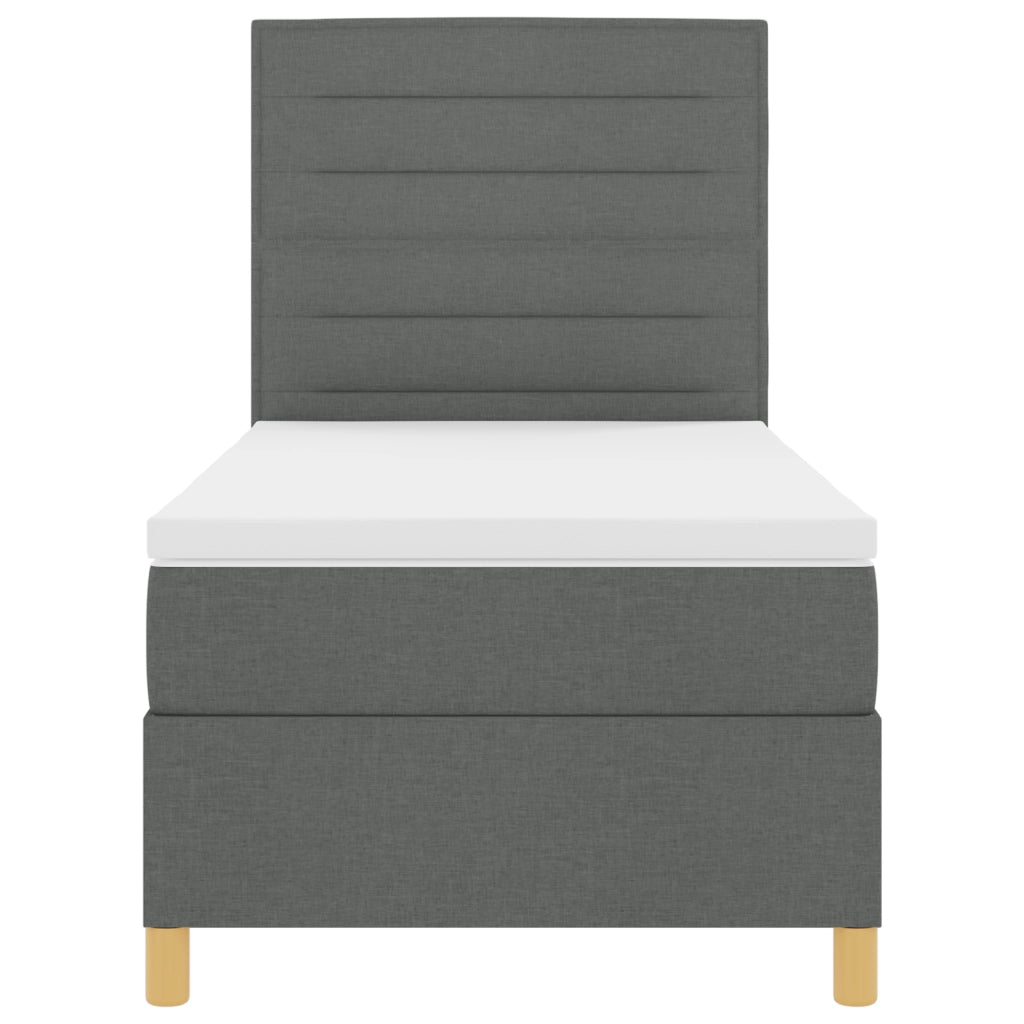 Letto a Box Spring con Materasso e LED Grigio Scuro 90x190 cm in Tessuto