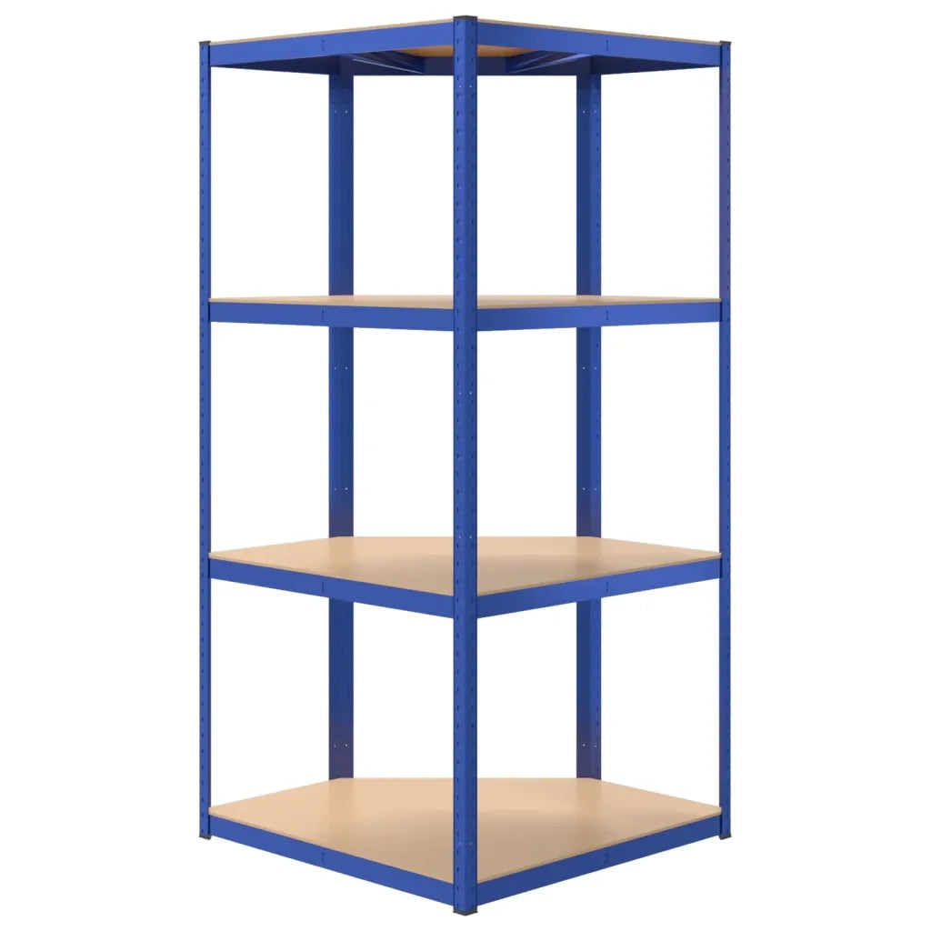 Mensola Angolare 4 Ripiani Blu in Acciaio e Legno Multistrato CFW5247543