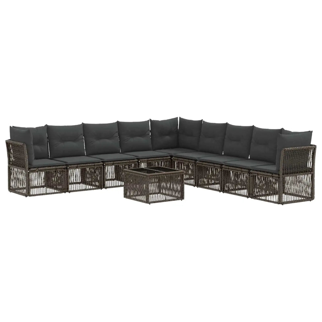 Set Divano da Giardino 10 pcs Grigio polyrattan 3434249