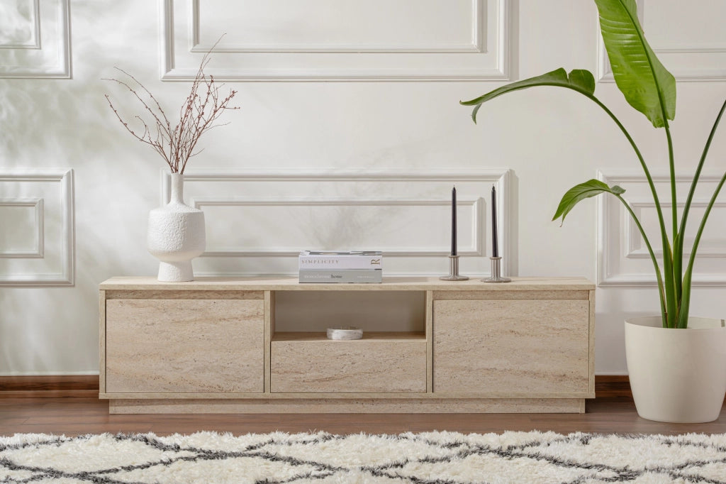 Porta TV in legno "Vanguard" - 160 x 29 x 42 cm - Travertino