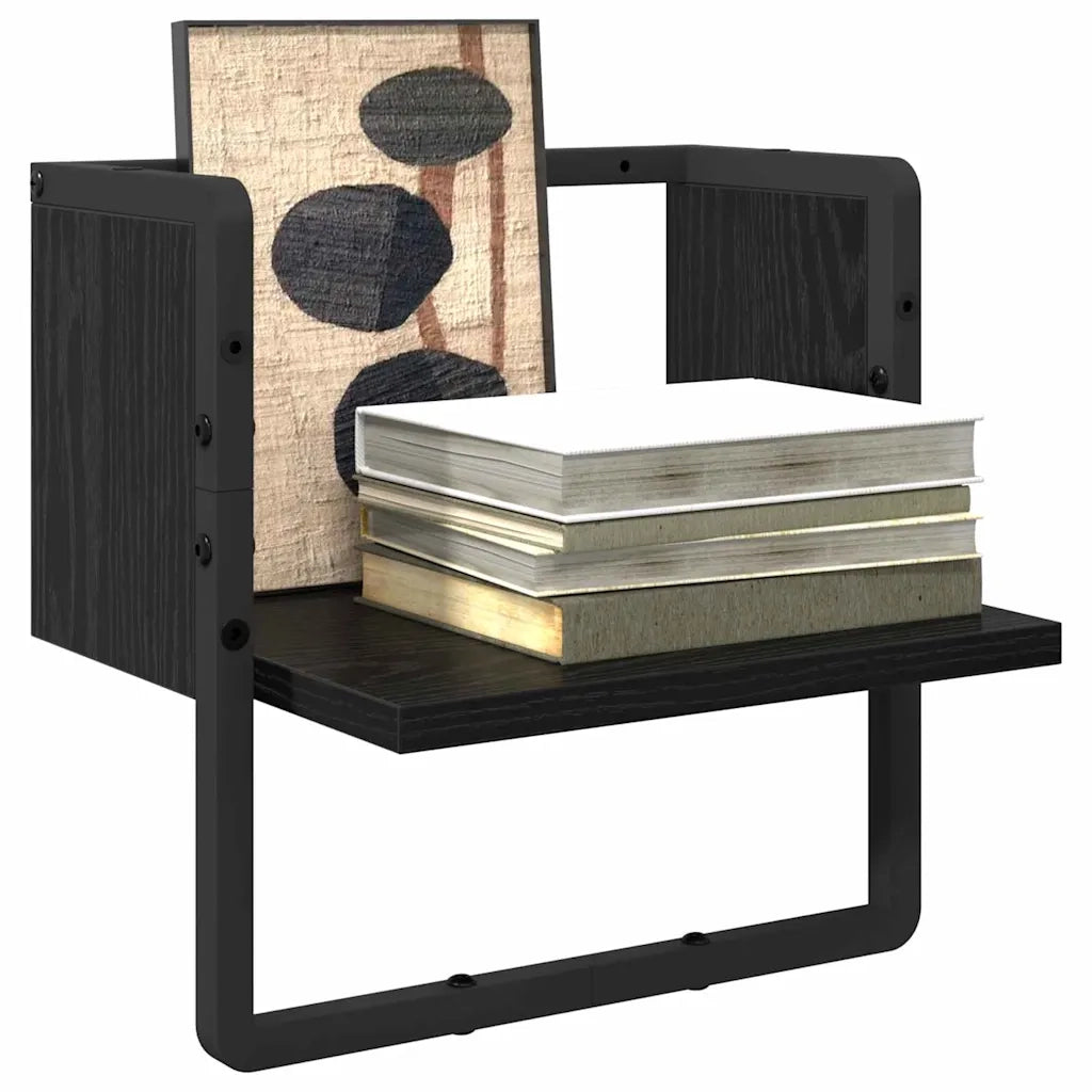 Scaffale da parete con lo scaffale Rovere Nero 30 x 25 x 30 cm 893637