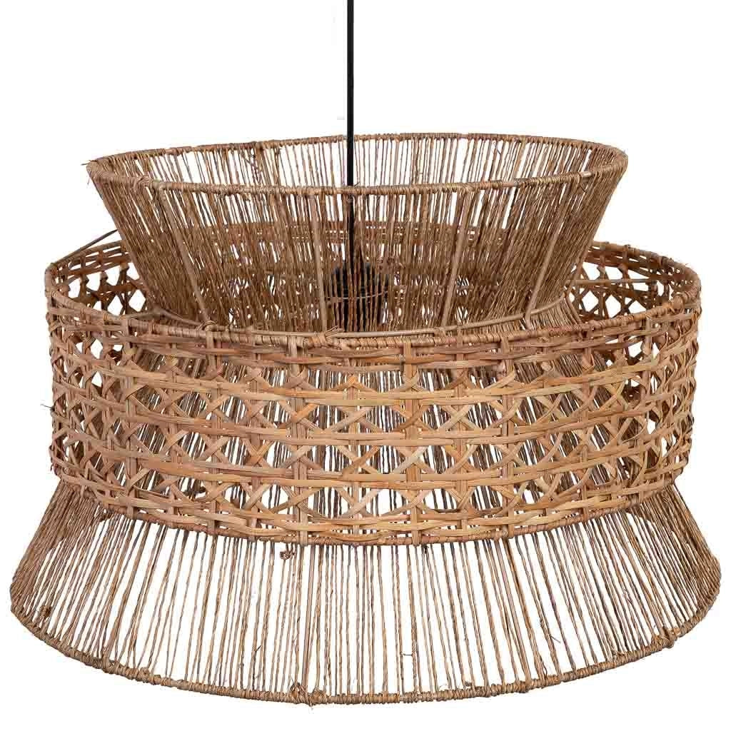 Lampada da soffitto in rattan e juta marrone D50x33h cm