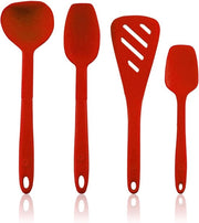 Inserviente per cucina - Set di 4 pezzi (Design Turner S & Cucchiaio per salse S & Ladle S & Cucchiaio flessibile S) | Silicone premium | Resistente al calore | Resistente alla lavastoviglie | Colore: Rosso