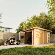 Casetta da Giardino di QUALIT? PREMIUM 8.52+2.95m?²-L530xW279cm - TIMBELA M905C-REDWOOD RED
