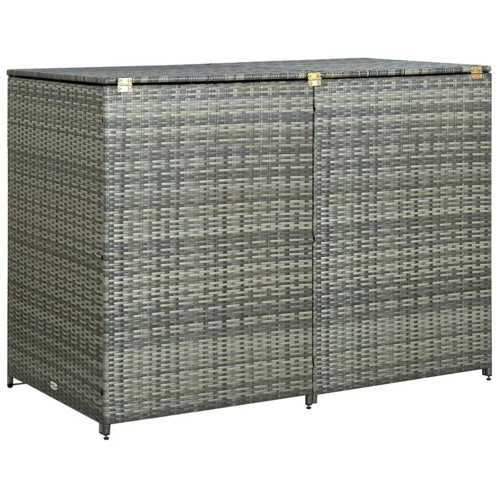 Pensilina per doppio bidone resina intrecciata 148 x 77 x 111 cm antracite 02_0022381