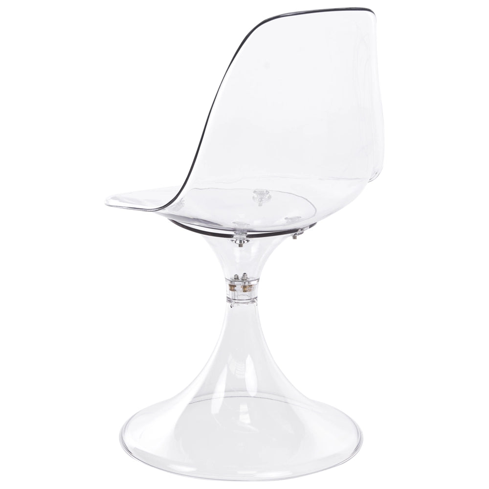 Set di 2 sedie Tulip in policarbonato trasparente con base a piedistallo, stile futuristico, trasparenti