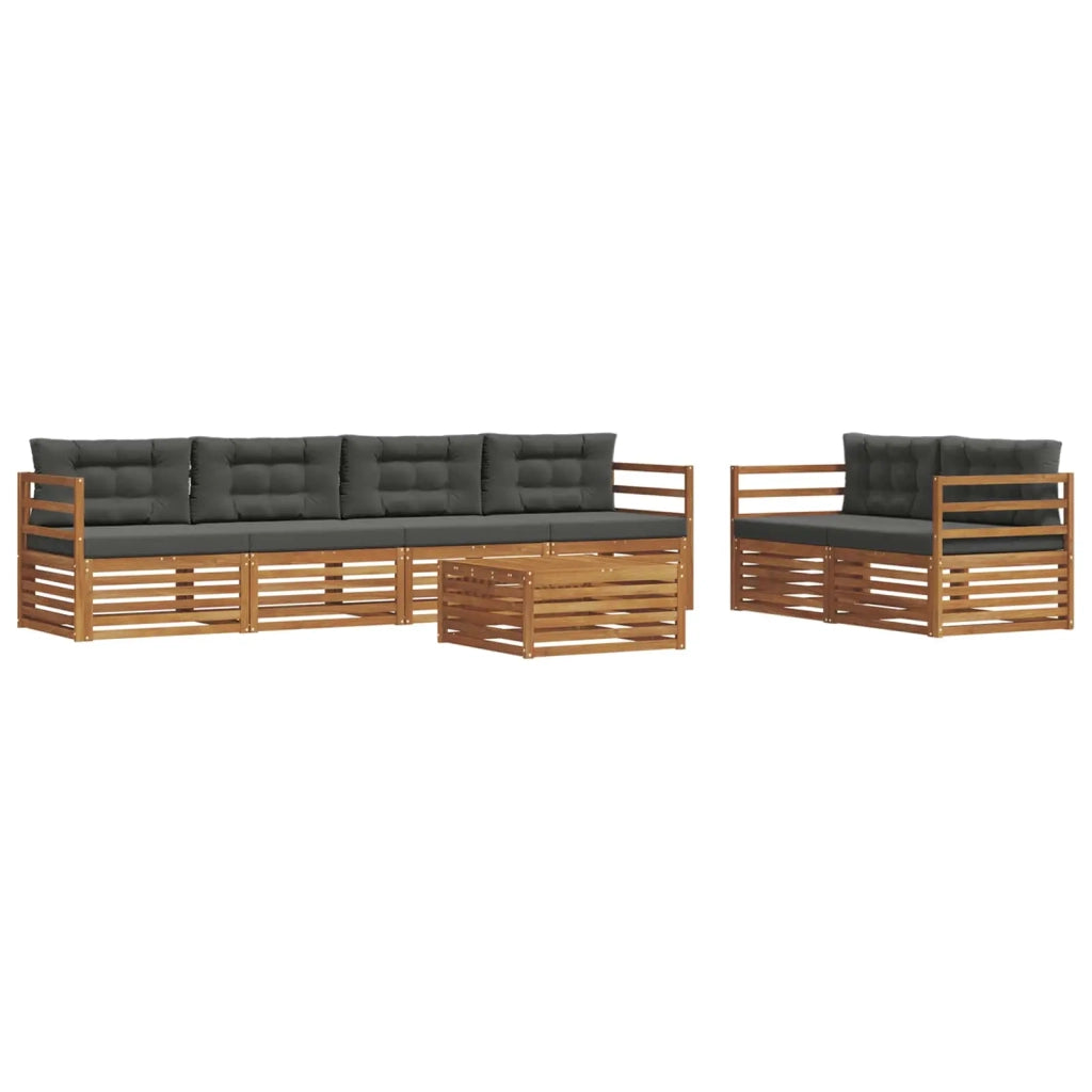 Set di divani da esterno con cuscino 7 pcs Naturale e Antracite