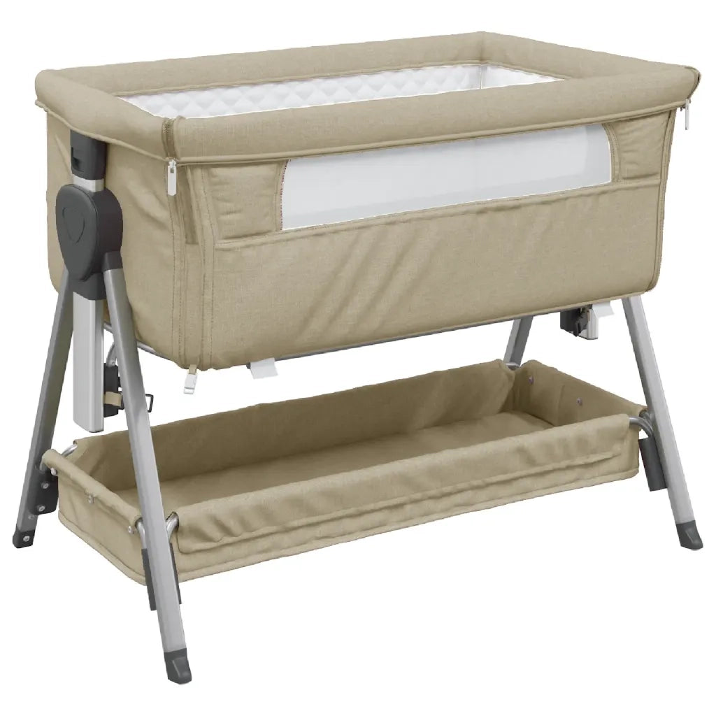 Lettino per Bambini con Materasso Tortora in Tessuto di Lino cod mxl 72370