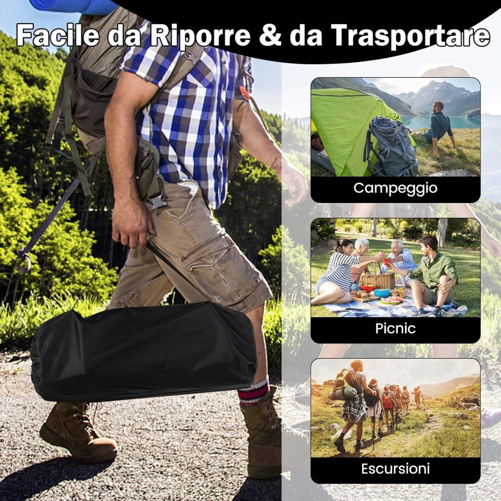Tavolo da Campeggio in Alluminio per 4-6 Persone, Tavolo da Picnic Pieghevole e Leggero con Borsa per il Trasporto, Tavolo da Spiaggia Esterno Arrotolabile per Campeggio Escursioni Pesca, Nero