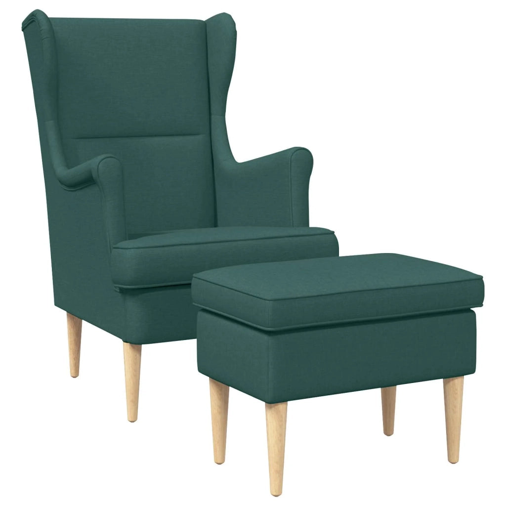Poltrona con Ottomano 2 pz Verde Scuro Tessuto 3418804
