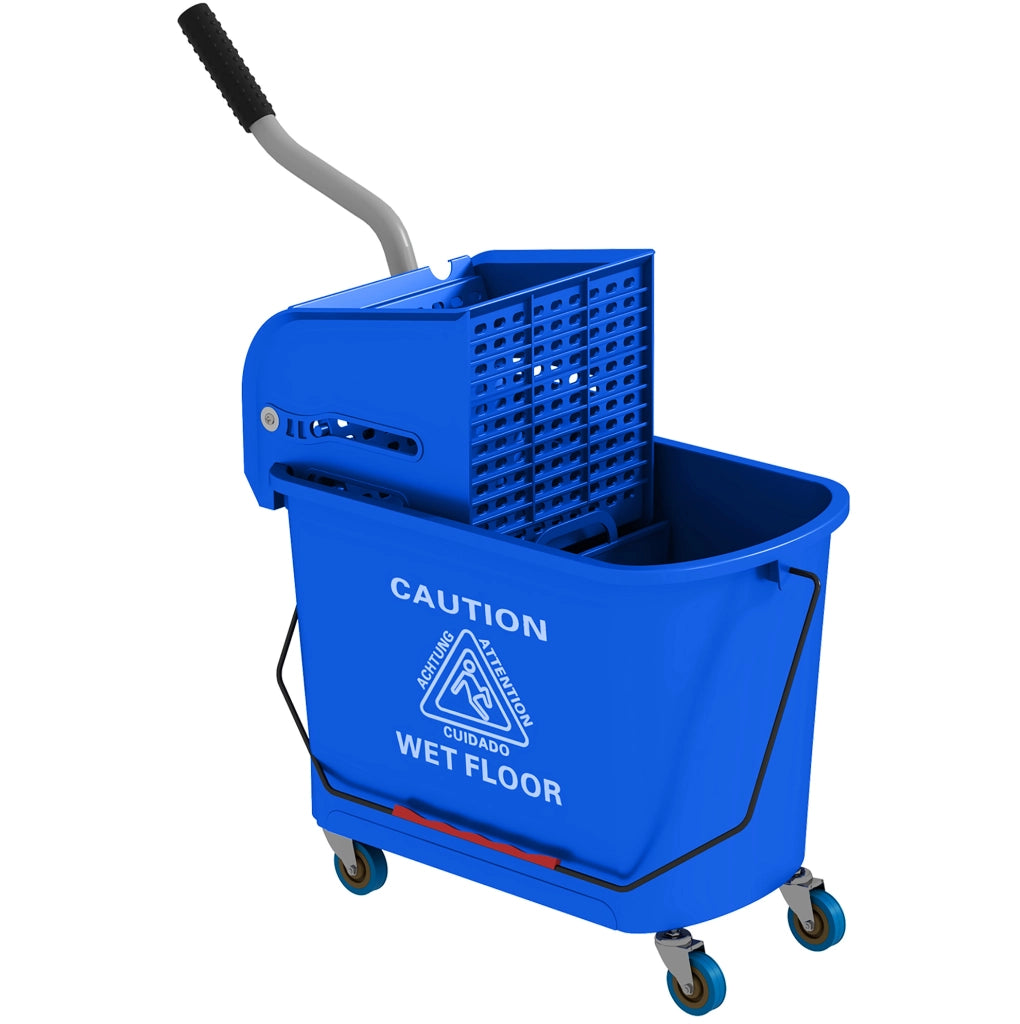 Secchio lavapavimenti da 20 L con strizzatore, separatore e ruote blu
