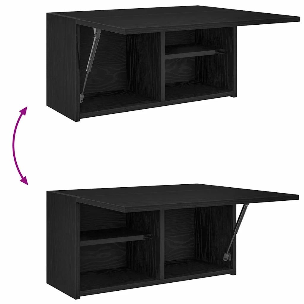Mobile da Bagno a Parete Nero 60x25x30 cm in Legno Multistrato