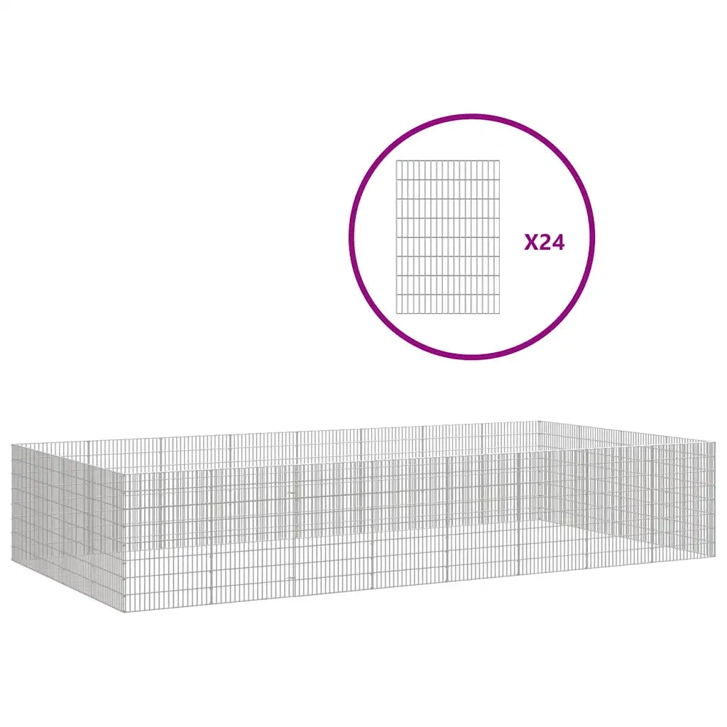 vidaXL Recinto per Animali Ruspante 24 Pannelli 54x80 cm Ferro Zincato