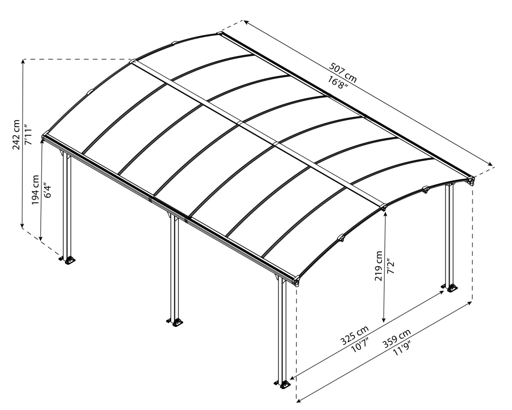 Carport in Alluminio 3.6 X 5 m Canopia Arcadia